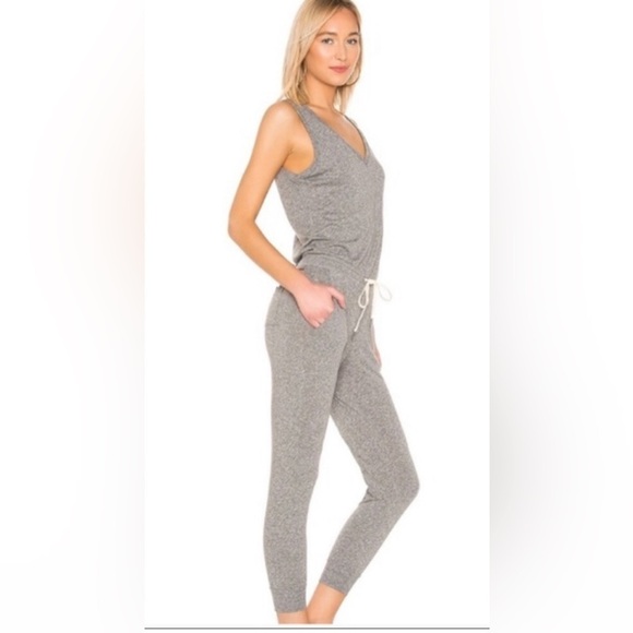 Splendid Jersey Knit Jogger V Neck Jumpsuit Loungewear Size Small - Picture 1 of 9